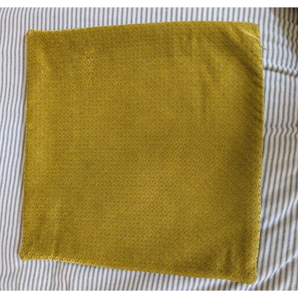 West Elm Gold Velvet Brocade Chartreuse Jacquard Pillow Cover 17